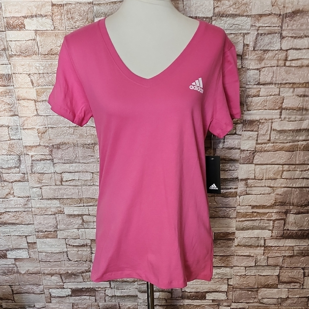 Adidas Women's Pink V-Neck Top Brand New